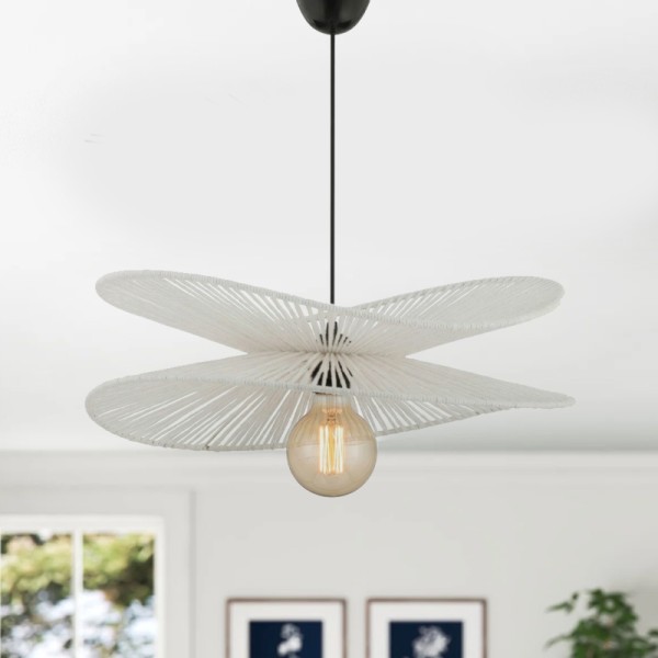 Φωτιστικό οροφής Dafodil Megapap E27 από σχοινί μονόφωτο χρώμα λευκό Ø48x55εκ.