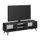 Έπιπλο τηλεόρασης Loren Megapap χρώμα μαύρο εφέ μαρμάρου 120x30x40εκ.