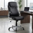 Καρέκλα γραφείου διευθυντική Gustavo Megapap από τεχνόδερμα χρώμα μαύρο 69x65x116/126εκ.