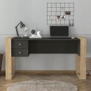 Γραφείο εργασίας Fernando Megapap χρώμα ανθρακί - sapphire oak 158,4x60x72,2εκ.