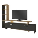 Σύνθεση τηλεόρασης Simal Megapap με LED χρώμα ανθρακί - sepet oak 168,2x31,3x120εκ.