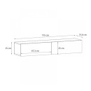 Έπιπλο τηλεόρασης επιτοίχιο Aristo Megapap με LED χρώμα λευκό εφέ μαρμάρου 135x31,6x25εκ.