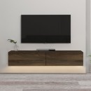 Έπιπλο τηλεόρασης επιτοίχιο Aristo Megapap με LED χρώμα καρυδί 135x31,6x25εκ.