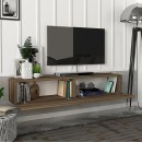 Έπιπλο τηλεόρασης επιτοίχιο Aristo Megapap με LED χρώμα καρυδί 135x31,6x25εκ.