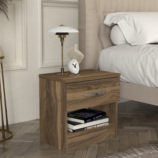 Κομοδίνο Lube Megapap χρώμα καρυδί 40x28,2x40εκ.