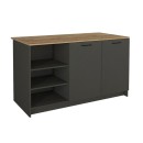 Τραπέζι - Πάγκος κουζίνας Peres Megapap χρώμα ανθρακί - sepet oak 150x70x91,8εκ.