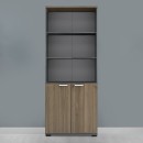 Βιβλιοθήκη γραφείου με κλειδαριά επαγγελματική Venturo Megapap χρώμα ανθρακί - καρυδί 80x40x200εκ.