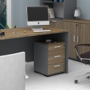 Συρταριέρα γραφείου με κλειδαριά επαγγελματική Venturo Megapap χρώμα ανθρακί - καρυδί 39x40x57εκ.