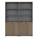 Βιβλιοθήκη γραφείου με κλειδαριά επαγγελματική Venturo Megapap χρώμα ανθρακί - καρυδί 160x40x200εκ.