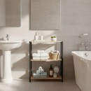 Ραφιέρα δαπέδου - Τραπεζάκι βοηθητικό ξύλινο - πλαστικό χρώμα φυσικό - μαύρο 65x29x78εκ.