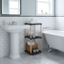 Ραφιέρα δαπέδου πλαστική - ξύλινη χρώμα φυσικό - μαύρο 28x25x72εκ.