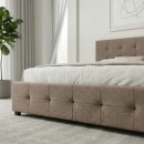 Κρεβάτι Iro Megapap υφασμάτινο με αποθηκευτικό χώρο χρώμα μπεζ - καφέ 160x200εκ.