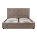 Κρεβάτι Iro Megapap υφασμάτινο με αποθηκευτικό χώρο χρώμα μπεζ - καφέ 160x200εκ.