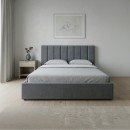Κρεβάτι Renata Megapap υφασμάτινο με αποθηκευτικό χώρο χρώμα γκρι 150x200εκ.