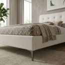 Κρεβάτι Mirel Megapap υφασμάτινο χρώμα ανοιχτό μπεζ 160x200εκ.