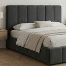 Κρεβάτι Nival Megapap υφασμάτινο με αποθηκευτικό χώρο χρώμα ανθρακί 160x200εκ.