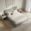 Κρεβάτι Verona Megapap υφασμάτινο με αποθηκευτικό χώρο χρώμα γκρι - μπεζ 160x200εκ.