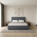 Κρεβάτι Iro Megapap υφασμάτινο με αποθηκευτικό χώρο χρώμα ανθρακί 150x200εκ.