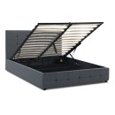 Κρεβάτι Iro Megapap υφασμάτινο με αποθηκευτικό χώρο χρώμα ανθρακί 150x200εκ.