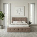 Κρεβάτι Iro Megapap υφασμάτινο με αποθηκευτικό χώρο χρώμα μπεζ - καφέ 150x200εκ.