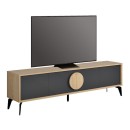 Έπιπλο τηλεόρασης Gora Megapap χρώμα sapphire oak - silky black 180x35,6x51εκ.