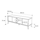 Έπιπλο τηλεόρασης Gora Megapap χρώμα sapphire oak - λευκό 180x35,6x51εκ.