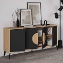 Μπουφές Gora Megapap χρώμα sapphire oak - silky black 180x40x82εκ.