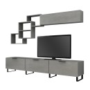 Σύνθεση τηλεόρασης Heydar Megapap χρώμα γκρι σκυροδέματος 210x35x40εκ.