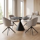 Πολυθρόνα τραπεζαρίας Milano Megapap περιστρεφόμενη χρώμα ανοιχτό μπεζ ύφασμα - μεταλλικό μαύρο πόδι 64x64x83εκ.