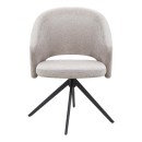 Πολυθρόνα τραπεζαρίας Milano Megapap περιστρεφόμενη χρώμα ανοιχτό μπεζ ύφασμα - μεταλλικό μαύρο πόδι 64x64x83εκ.