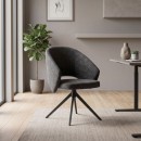 Πολυθρόνα τραπεζαρίας Milano Megapap περιστρεφόμενη χρώμα ανθρακί ύφασμα - μεταλλικό μαύρο πόδι 64x64x83εκ.