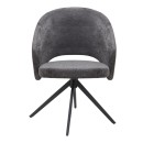 Πολυθρόνα τραπεζαρίας Milano Megapap περιστρεφόμενη χρώμα ανθρακί ύφασμα - μεταλλικό μαύρο πόδι 64x64x83εκ.