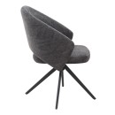 Πολυθρόνα τραπεζαρίας Milano Megapap περιστρεφόμενη χρώμα ανθρακί ύφασμα - μεταλλικό μαύρο πόδι 64x64x83εκ.