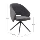 Πολυθρόνα τραπεζαρίας Milano Megapap περιστρεφόμενη χρώμα ανθρακί ύφασμα - μεταλλικό μαύρο πόδι 64x64x83εκ.