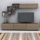 Σύνθεση τηλεόρασης Free Megapap χρώμα καρυδί 210x35x38εκ.