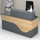 Γραφείο υποδοχής - reception Dustin Megapap χρώμα ανθρακί - φυσικό οξιάς 160x60x101,8εκ.