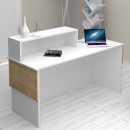 Γραφείο υποδοχής - reception Dustin Megapap χρώμα λευκό - φυσικό οξιάς 160x60x101,8εκ.