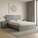 Κρεβάτι Troy Megapap χρώμα γκρι σκυροδέματος 140x190εκ.