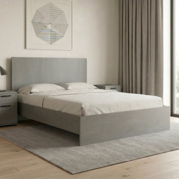 Κρεβάτι Troy Megapap χρώμα γκρι σκυροδέματος 150x200εκ.