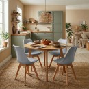 Καρέκλα τραπεζαρίας Viva Megapap PP - PU γκρι - ξύλινο φυσικό πόδι 48,5x54x80εκ. | Σετ 4 τεμ