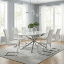 Καρέκλα τραπεζαρίας Vela Megapap λευκό PU - μεταλλική βάση χρωμίου 41x61x107εκ. | Σετ 4 τεμ