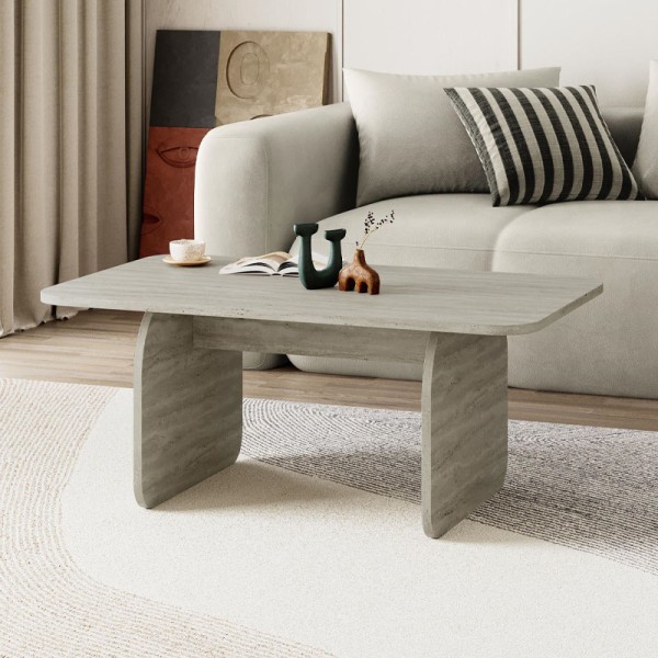 Τραπεζάκι σαλονιού Pietra Megapap χρώμα neo travertine 100x60x41,8εκ.