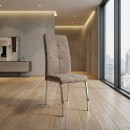 Καρέκλα τραπεζαρίας Alma Megapap μπεζ PU - μεταλλικό πόδι χρωμίου 42x53x97εκ. | Σετ 4 τεμ