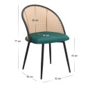 Καρέκλα τραπεζαρίας Jacob Megapap pe rattan - κυπαρισσί βελούδο - μεταλλικό μαύρο πόδι 52x50x77εκ. | Σετ 2 τεμ