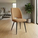 Καρέκλα τραπεζαρίας Christy Megapap μουσταρδί ύφασμα - μεταλλικό μαύρο πόδι 47x59x90εκ. | Σετ 4 τεμ