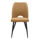 Καρέκλα τραπεζαρίας Christy Megapap μουσταρδί ύφασμα - μεταλλικό μαύρο πόδι 47x59x90εκ. | Σετ 4 τεμ