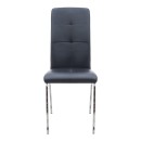 Καρέκλα τραπεζαρίας Alma Megapap μαύρο PU - μεταλλικό πόδι χρωμίου 42x53x97εκ. | Σετ 4 τεμ