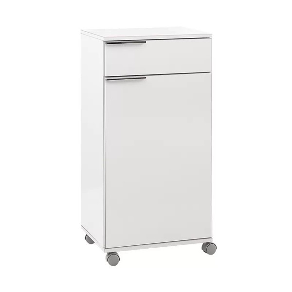 Ντουλάπι Diamond Megapap τροχήλατο χρώμα λευκό gloss 50x40x100εκ.