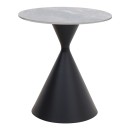 Τραπεζάκι βοηθητικό Logan Megapap sintered stone - μέταλλο χρώμα γκρι εφέ μαρμάρου - μαύρο Ø50x56εκ.
