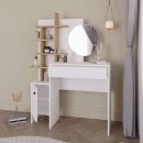 Τουαλέτα με καθρέπτη Mup Megapap χρώμα λευκό - sapphire oak 105x35x151εκ.
